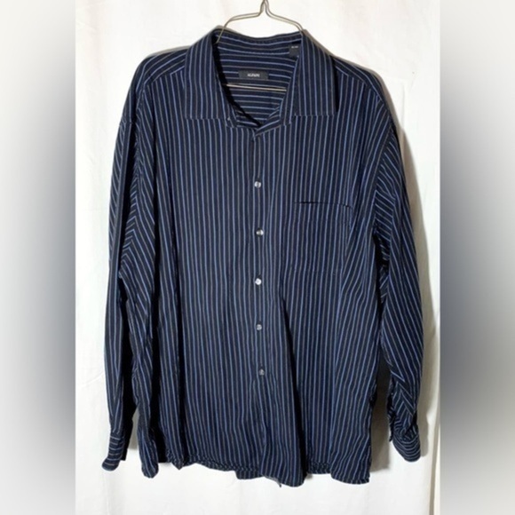 ALFANI button down dress  shirt black and blue stripes, XXL - Picture 1 of 6